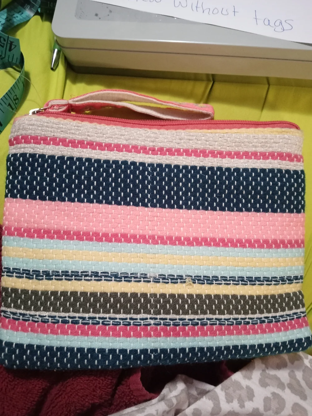 America And Beyond Colorful Beaded Wave Zip Pouch - Multicolor